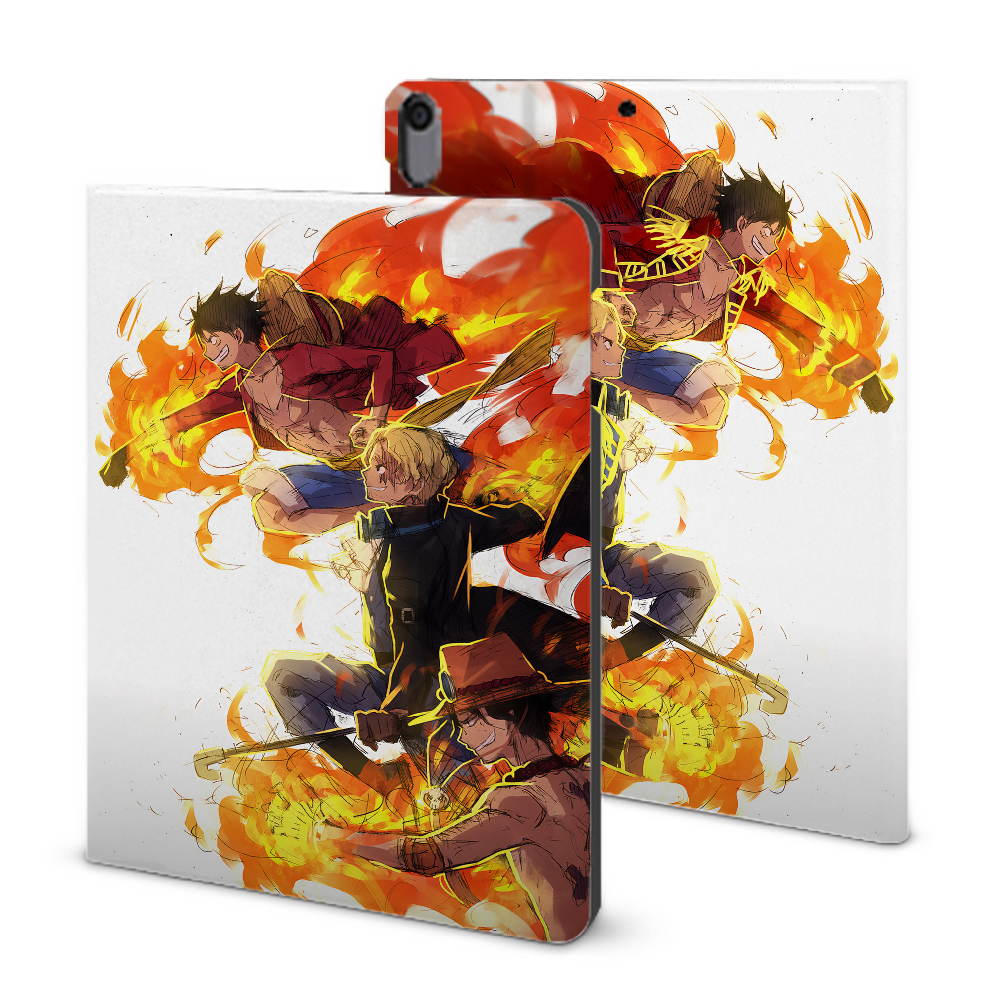 （画像用） ワンピース ONE PIECE IPad ケース ブック型 PUレザー TPU 耐衝撃 軽量 薄型 ペン収納なし 全面保護 IPad 各モデル対応